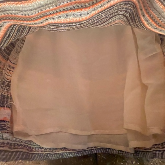 Dalia Tweed Geometric Lined Ivory & Orange & Gray Mini Skirt W Zipper Size 4 - Picture 12 of 14